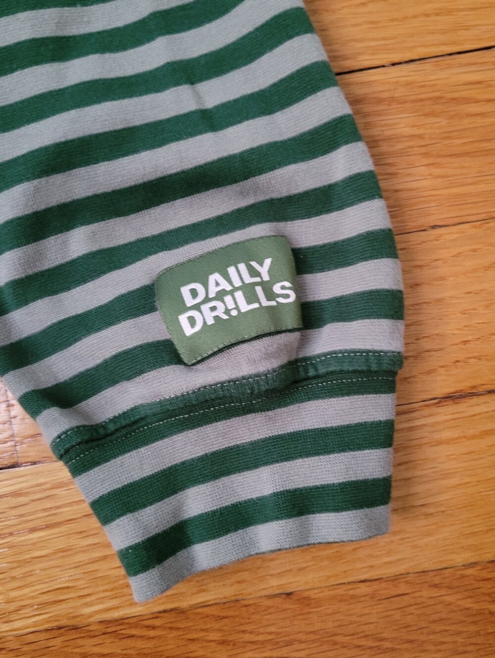 DAILY DRILLS LONG SLEEVE STRIPED GREEN SHIRT - Picture 4 of 6